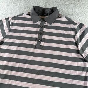 Footjoy Golf Polo Shirt Men's Large Striped Gray‎ Pink Stretch Clean Collar